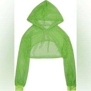 Y2k Women’s Fishnet Mesh Crop Top Hoodie Size Large